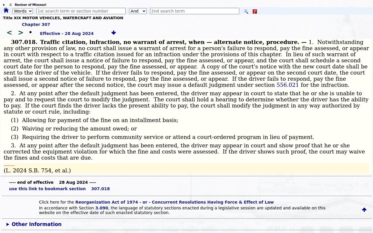 Knox County traffic warrant infraction notice statute