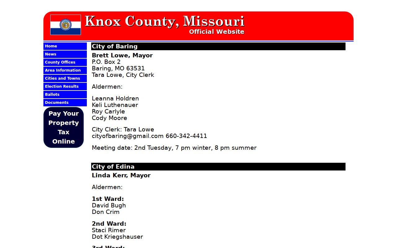 Knox County municipal warrant city contact directory